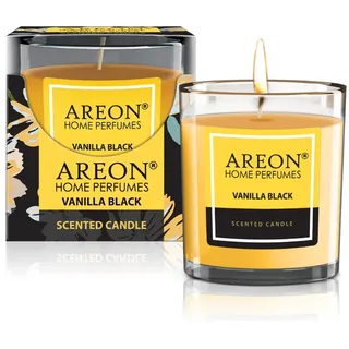 areon Wohlfühl - Duftkerze im Glas - Premium Kollektion - Brenndauer bis 25 Stunden - Duft: Vanilla Black