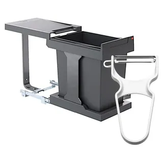 Hailo Abfallsammler 3636001 Solo automatic 20 Liter mit Sparschäler 203025 - Dunkelgrau