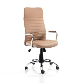 Wink Design Seabrook High Brown bürostuhl, Metall Kunstleder, Braun, Chrom, H108/ 118x56x62 cm