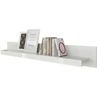 Furn.Design Wandboard weiß Hochglanz, Wandregal 150 x 21 cm Ladis , Weiß Hochglanz , Holzwerkstoff , Nachbildung , 150x20x21 cm , FSC 100% , Wohnzimmer, Regale, Wandboards