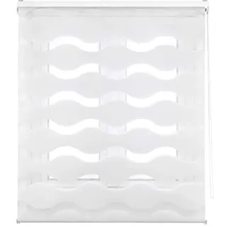 Estoralis | JEOR | Doppelrollo Keine Kassette | Doppelter Stoff, Tag und Nacht | Weiß | 125 x 180 cm. (Breite/Höhe) Stoffgröße 122 x 175 cm. | Rollos für Fenster und Türen