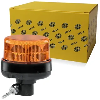Hella 2XD 066 146-011 LED Blitzleuchte - Blinkleuchte - K-LED Nano Nano - 12/24V - gelb (amber) - Rohrstutzen, flexibel - Kabel: 150mm - Stecker: DIN standard - für Traktor, LKW, Gabelstapler