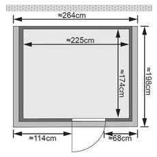 Bild von Sauna Sonara 40mm Dachkranz + Ofen 9kW extern classic Tür