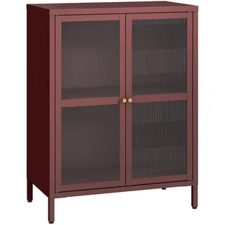 [en.casa] Vitrine Säkylä , Bordeaux , Metall, Glas , Rechteckig , 64x84x35 cm , Esszimmer, Vitrinen, Vitrinenschränke
