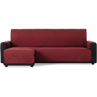 Maxifundas - Sofabezug für Chaiselongue, gepolstert, Eckteil Links, 240 cm, extra weich, rot, Sofabezug mit Bändern an der Rückseite, für Chaiselongue, Modell Maui