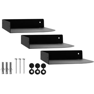 SOTECH 3er Set Design Eckregal HOVER-XIII 200 x 150 x 30 mm schwarz, Wandmontage, Schweberegal inkl. Befestigungsset, modernes Wandboard für Bad Küche oder Wohnzimmer