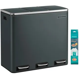 Songmics Mülltrenner 3 x 18,0 l Grün/Grau