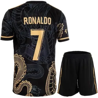 Mikalay #7 Retro Black Dragon Limitierte Sonderedition Seltenes Fußball Kinder Trikot Shorts Set Jugendgrößen (Schwarz,140)