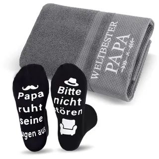 Weltbester Papa Bestickt Handtuch, Vatertagsgeschenk-Handtuch und Socken, Bestickt Handtücher 50x100, Vatertagsgeschenk von Tochter und Sohn, Bester Papa Geschenke Geburtstag ,Vatertag,Weihnachten