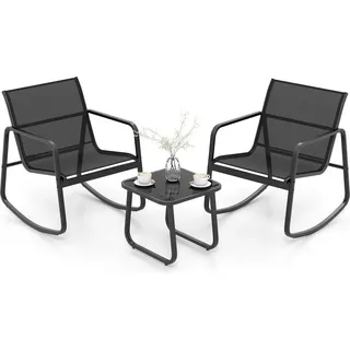Costway Balkonset 3-tlg. Schwarz