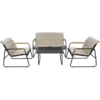 Garten-Essgruppe VCM "4 tlg. Set Lounge Balkon Gartenmöbel Lexila", beige (creme), B:222cm T:119cm, Obermaterial: 80% Textilmaterial TEXMAT. 20% Metall MT., Sitzmöbel-Sets, Garten-Essgruppe