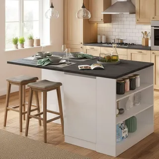 Dmora Unterschrank Kücheninsel Osvaldo 160 x 90 x 90 cm Weiß
