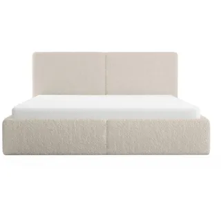 FEDVE Polsterbett Riberia Slim Bett mit Bettkasten 160x200 - Beige