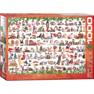 Weihnachtsvorfreude mit Katzen 1000 Teile Puzzle Format 68x48 cm