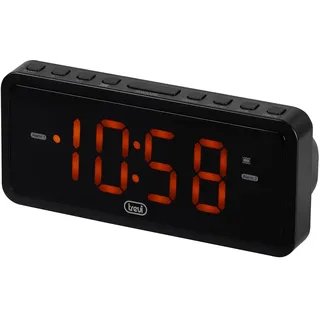 Trevi EC 882 Digitaler Wecker mit 1,2 Zoll LED-Display mit Einstellbarer Helligkeit, 2 programmierbare Alarme mit Schlummerfunktion und Vibration, Nachttischuhr 230 V, kompakt und praktisch