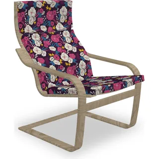 ABAKUHAUS Blumen Poäng Sessel Polster, Blumen Dschungel Blick Leaves, Sitzkissen mit Stuhlkissen mit Hakenschlaufe und Reißverschluss, Mehrfarbig