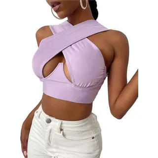 LXLAEOANG Criss Cross Top Damen Criss Cross Tank Tops Sexy Ärmellos Cutout Vorne Crop Party Club Streetwear Sommer Lady Bustier