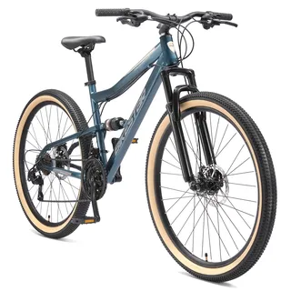 BIKESTAR Fully Mountainbike 27,5 Zoll | 17 Zoll Rahmen, 21 Gang Shimano Schaltung, Scheibenbremse | Blau - Blau