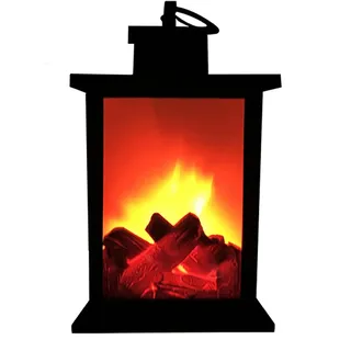 LED Kaminlaterne, LED Tischkamin Flammenlose Simulation Kaminlampe realistischer Flammeneffekt Indoor Outdoor Dekoration 14 * 24CM