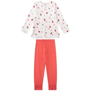 Schlafanzug SANETTA "Pyjama Schlafanzug Erdbeeren Pyjama Kids lang", Jungen, Gr. 128, bunt (rosa, beige), Obermaterial: 100% Baumwolle CO., Homewear-Sets Schlafanzug