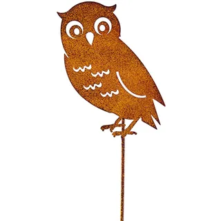 Blümelhuber Eule Rost Deko für den Garten - Metall Edelrost Gartenstecker Eulen Figur für den Balkon oder die Haustüre Deko Frühling