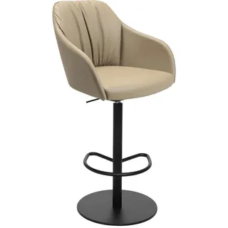 Johann Jakob Barhocker , Beige , Metall, Leder , Echtleder , Nappaleder , Drehteller , 59x109.5-120x42 cm , Lederauswahl, Sitzfläche 360° drehbar , Esszimmer, Barmöbel, Barhocker