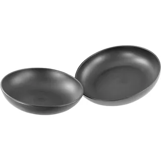 CreaTable, 24061, Serie Uno Black, 2-teiliges Geschirrset für 2 Personen, Servierschalen Set aus Steinzeug, spülmaschinen- und mikrowellengeeignet, Made in Portugal