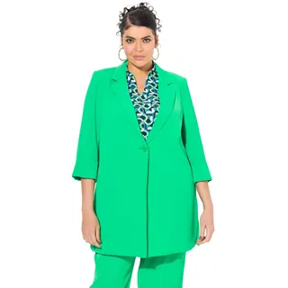 Ulla Popken Damen große Größen Übergrößen Plus Size Blazer, Reverskragen, Seitenschlitze, 3/4-Arm naturgrün 50+ 836165450-50+
