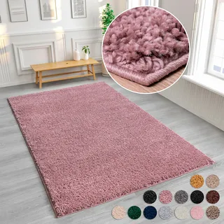 my home Hochflor-Teppich »Viva« rechteckig 45 mm Höhe Uni Farben, einfarbig, besonders weich und kuschelig, Kundenliebling, lila