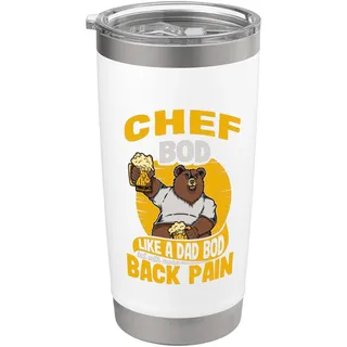 Chef Bod Like A Dad Bod Kitchen Cook Lustiger Vatertag Doppelwandiger Edelstahl-Thermobecher