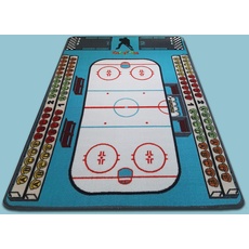 TAPITOM | Kinderhockeymatte - 95 x 133 cm | Spielmatte für Eisbahn | Eishockey-Universum-Kinderzimmer-Bodenmatte | rutschfest, Saum | CE-Normen