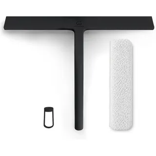 GÜTEWERK Duschabzieher, Vollsilikon-Abzieher Dusche, Schwarz, 28 cm