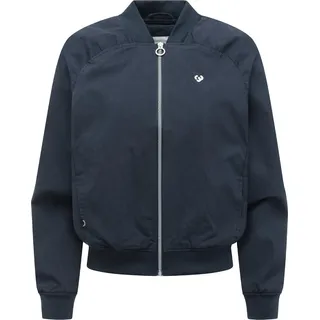 Bomberjacke RAGWEAR "Bomberjacke Yotimo", Damen, Gr. S, blau (navy), Obermaterial: 68% Baumwolle CO. 32% Nylon NY.  Obermaterial: Futter: 100% Polyester PES., oversize hüftlang, Raglanärmel Rippstrickbündchen, Jacken Bomberjacke, Lässige Damen Blousonjacke oversized
