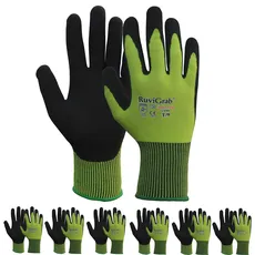 Ruvigrab - Sandy Latex-Arbeitshandschuh | rutschfeste Handschuhe | Gartenhandschuhe | Handschuhe für Industrie, Bau, Landwirtschaft | Arbeitshandschuh für Herren und Damen | 6 Paar | Größe 8