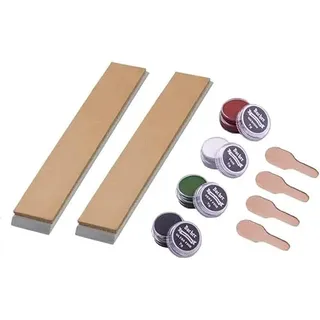 Bacher Messerschärf-System Abziehleder – Set 2X Streichriemen + 4X Abziehpaste – für Fixed Angle-Schärfsysteme von Apex Edge, Ruixin und KKmoon