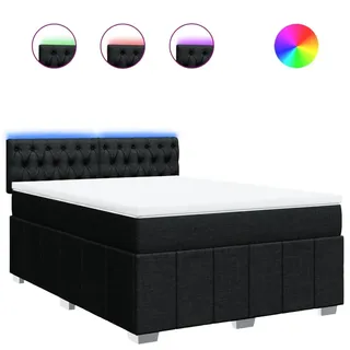 vidaXL Boxspringbett mit Matratze Schwarz 160x200 cm Stoff - Schwarz