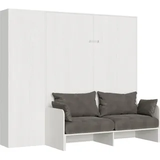 Doppelbett Sofà Kentaro Esche weiß mit Links-Rechts-Säule Klappbett - Weiß