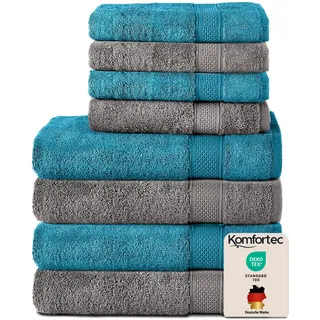 Komfortec Handtuchset 8-tlg. anthrazit/türkis