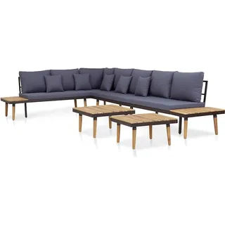 vidaXL 7-tlg. Garten-Lounge-Set mit Kissen Massivholz Akazie Braun - Braun