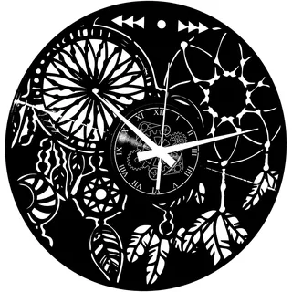 Vinyl Wanduhr Vintage Handgemache Schallplatten-Design Dekor Traumfänger Dreamcatcher
