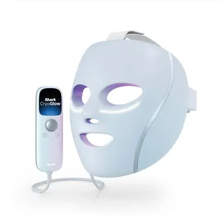 Shark CryoGlow LED-Gesichtsmaske mit Kühlung der Augenpartie, rote und blaue LED, Infrarotlichttherapie, USB-C, Fernbedienung, Aufbewahrungstasche, verstellbare Riemen, Frostblau FW312EU