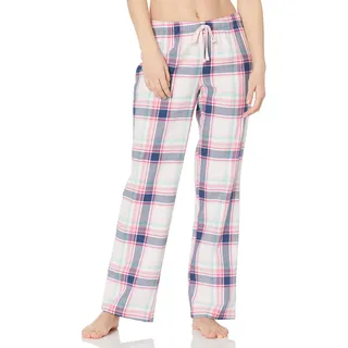 Amazon Essentials Damen Pyjamahose aus Flanell, Rosa Weiß Großes Karo, XXL