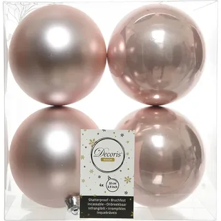 Weihnachtskugeln Kunststoff 10cm 4 Stück - Rosa - Rosa