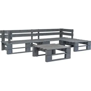 4-tlg. Garten-Sofagarnitur aus Paletten Holz Grau - Grau