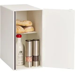 YAMAZAKI 5682 TOSCA Vertikaler Brotkasten, weiß, Stahl/Holz, minimalistisch, 22 x 36 x 41 cm