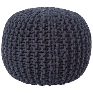 Homescapes Strick-Pouf schwarz, 40/40/35 cm , Textil , Uni , Rund , 40x35x40 cm , Wohnzimmer, Sessel, Hocker & Hockerbänke, Poufs