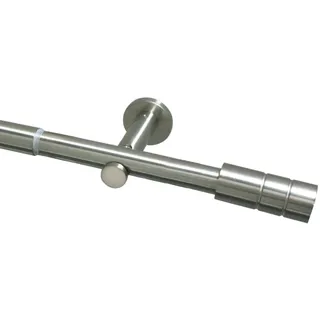 GARDINIA Gardinenstangen Set Zylinder 1-läufig  Ø 22 - 25 mm 100 - 190 cm edelstahl-optik