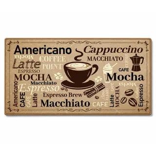Afritee Coffee Teppich Küche 80x150cm Küchenteppich Waschbar rutschfest | Küchenteppich 80x150 cm, Waschbar, Rutschfest, Kaffeemotiv, Imitation Kaschmir, Küchenläufer