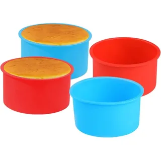 Surflyee Silikon Backform 4 Stück 4 Zoll Kuchenformen Käsekuchen Regenbogenkuchen