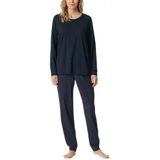 SCHIESSER Damen Schlafanzug Lang mit Bündchen Baumwolle-Nightwear Pyjamaset, Nachtblau_181987, 42